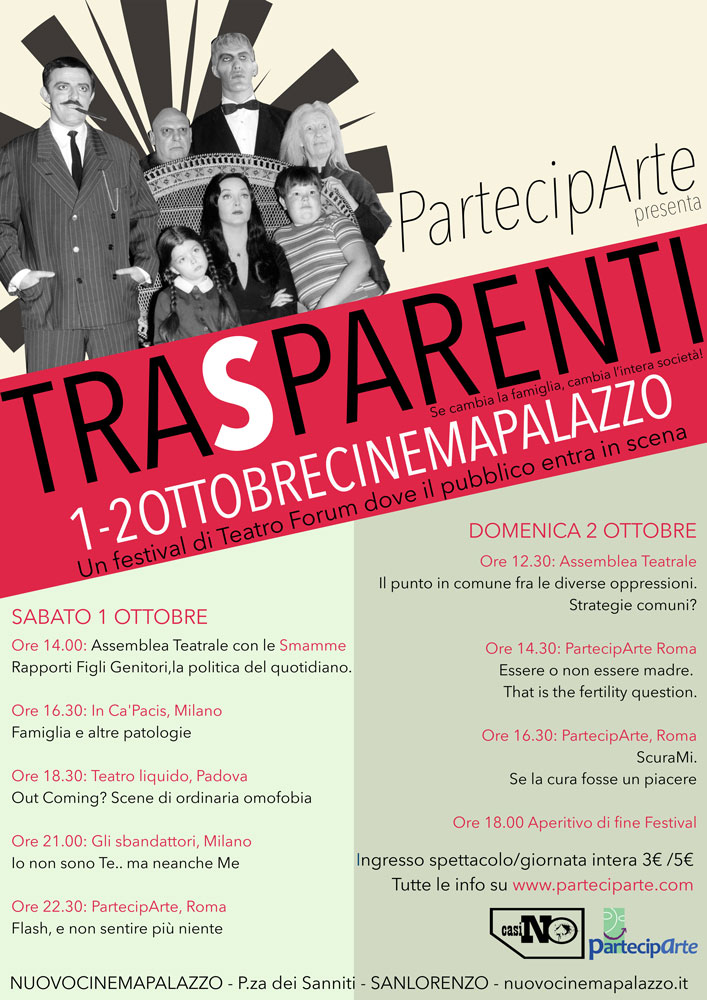 Banner promoting the TranSparent theater festival in Italy.