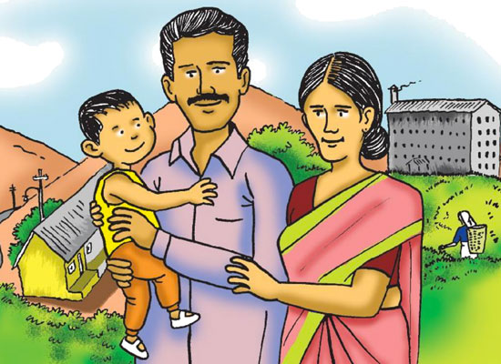 Cartoon image of family from the cover of "The Art of Family Living."