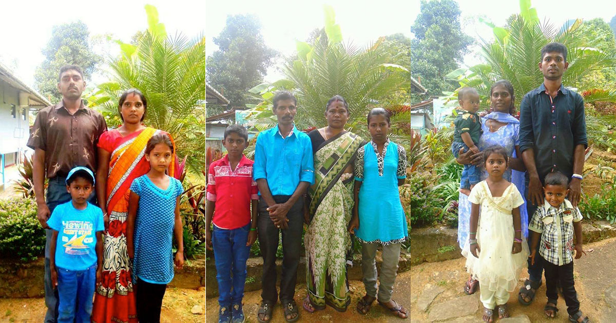 From left to right: Kalaichelvi, Rajaletchumy, Pathmawadhi, and each of their respective families. 